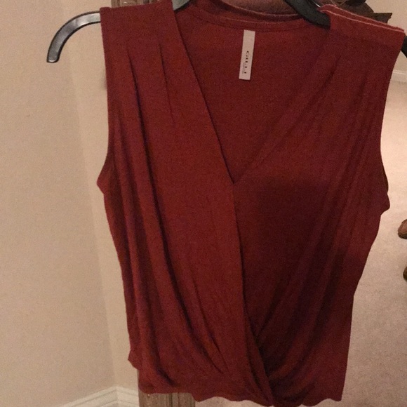 Rust Sleeveless Wrap Top - Picture 3 of 3